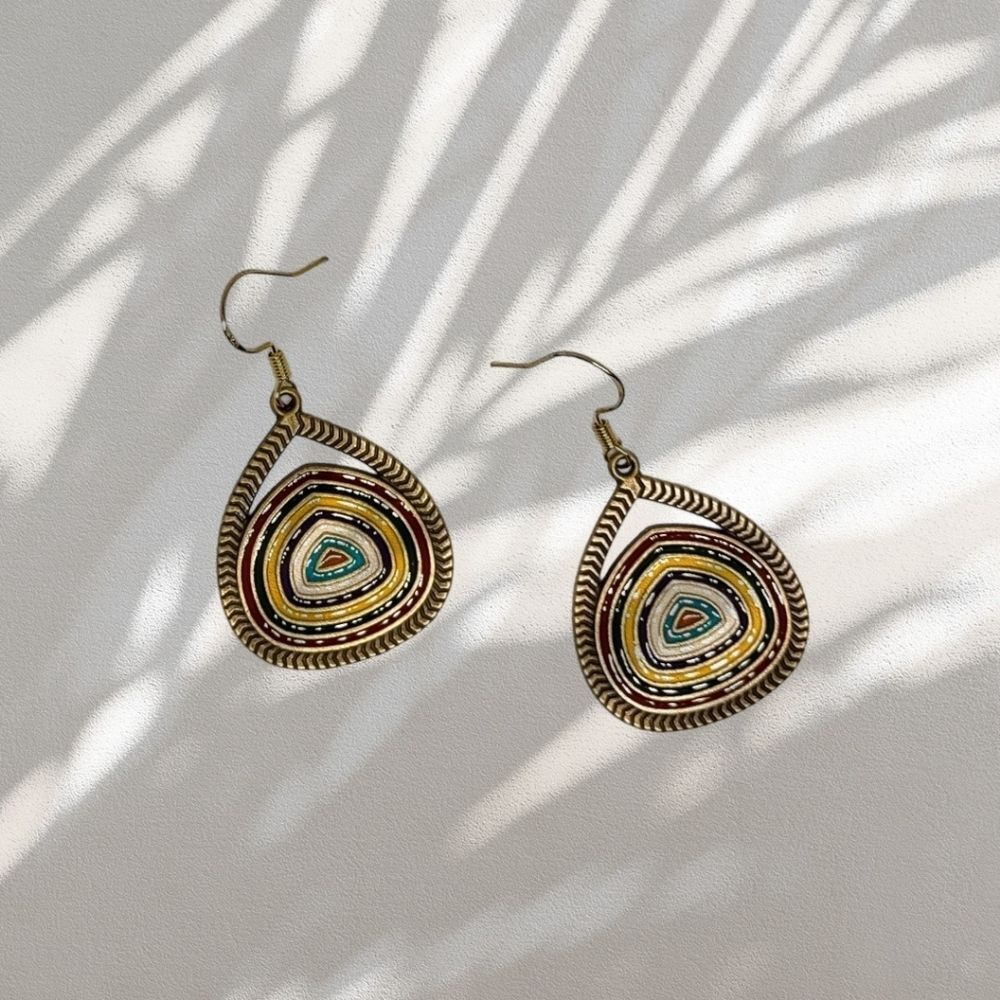 Retro Core Gold Sterling Silver Vintage Statement Chandelier Multicolor Earrings